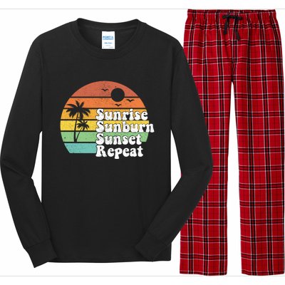 Sunrise Sunburn Sunset Repeat Vacation Summer Gift Gift Long Sleeve Pajama Set