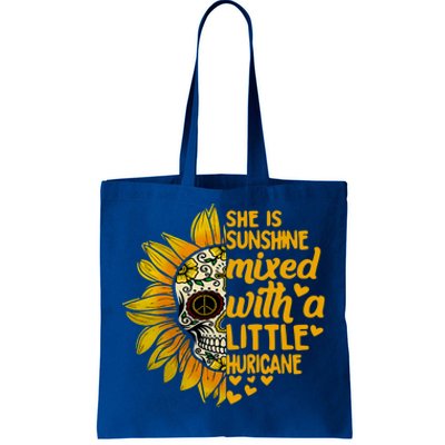 Sunflower Skull She Is Sunshine Mixed With A Hurricane Gift Tote Bag