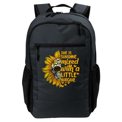 Sunflower Skull She Is Sunshine Mixed With A Hurricane Gift Daily Commute Backpack