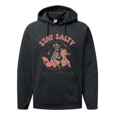 Stay Salty Summer Beach Tee Ocean Performance Fleece Hoodie