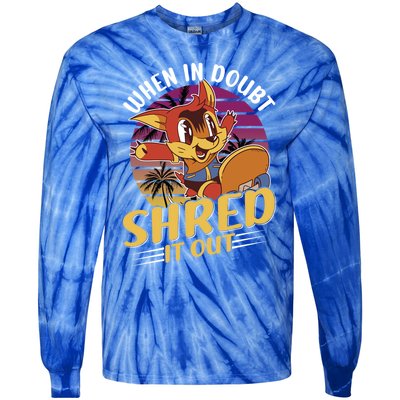 Skater Skateboarding Skeleton On Skateboard Old School Skate Cool Gift Tie-Dye Long Sleeve Shirt