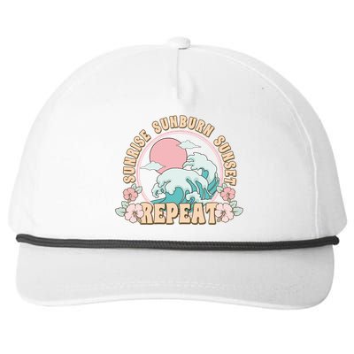 Sunrise Sunburn Sunset Repeat Beach Day Vacation Sea Ocean Gift Snapback Five-Panel Rope Hat