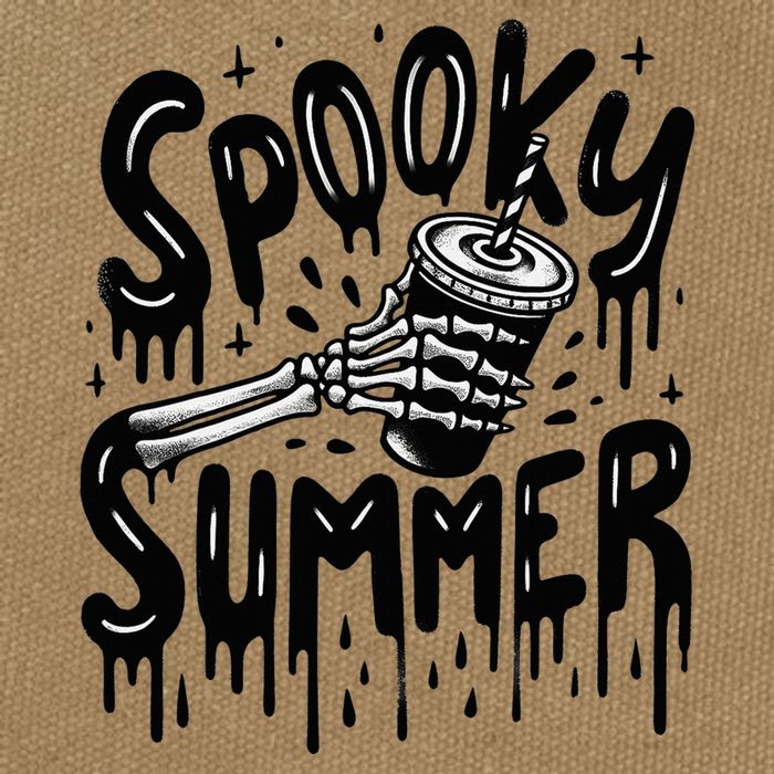 Summerween Spooky Summer Skeleton With Iced Coffee Cotton Canvas Backpack