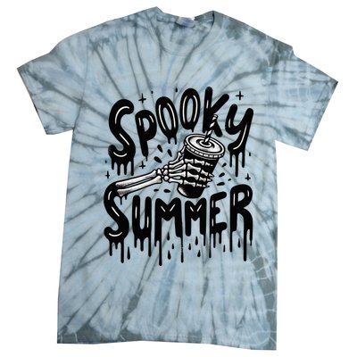Summerween Spooky Summer Skeleton With Iced Coffee Tie-Dye T-Shirt