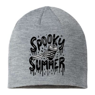 Summerween Spooky Summer Skeleton With Iced Coffee Sustainable Beanie