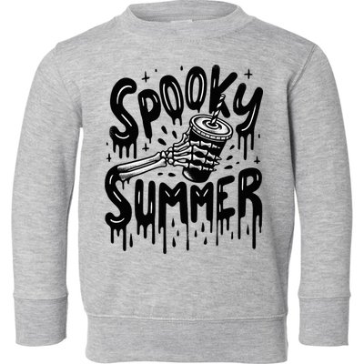 Summerween Spooky Summer Skeleton With Iced Coffee Toddler Sweatshirt