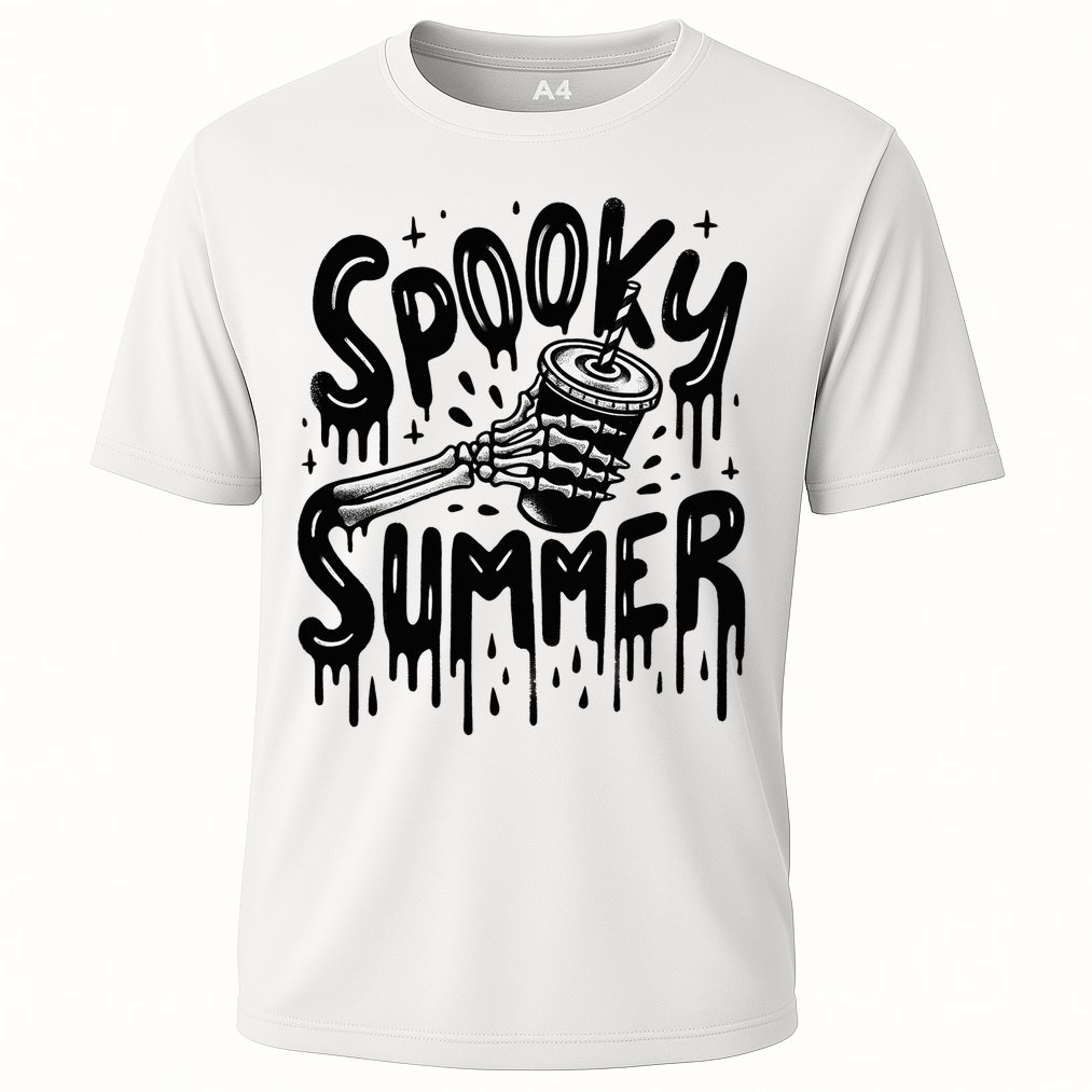 Summerween Spooky Summer Skeleton With Iced Coffee Performance Shirt