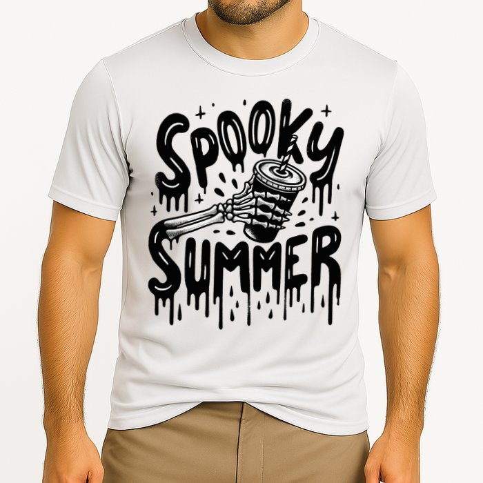Summerween Spooky Summer Skeleton With Iced Coffee Performance Shirt