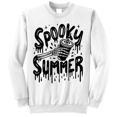 Summerween Spooky Summer Skeleton With Iced Coffee Sweatshirt