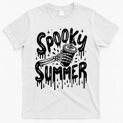 Summerween Spooky Summer Skeleton With Iced Coffee T-Shirt