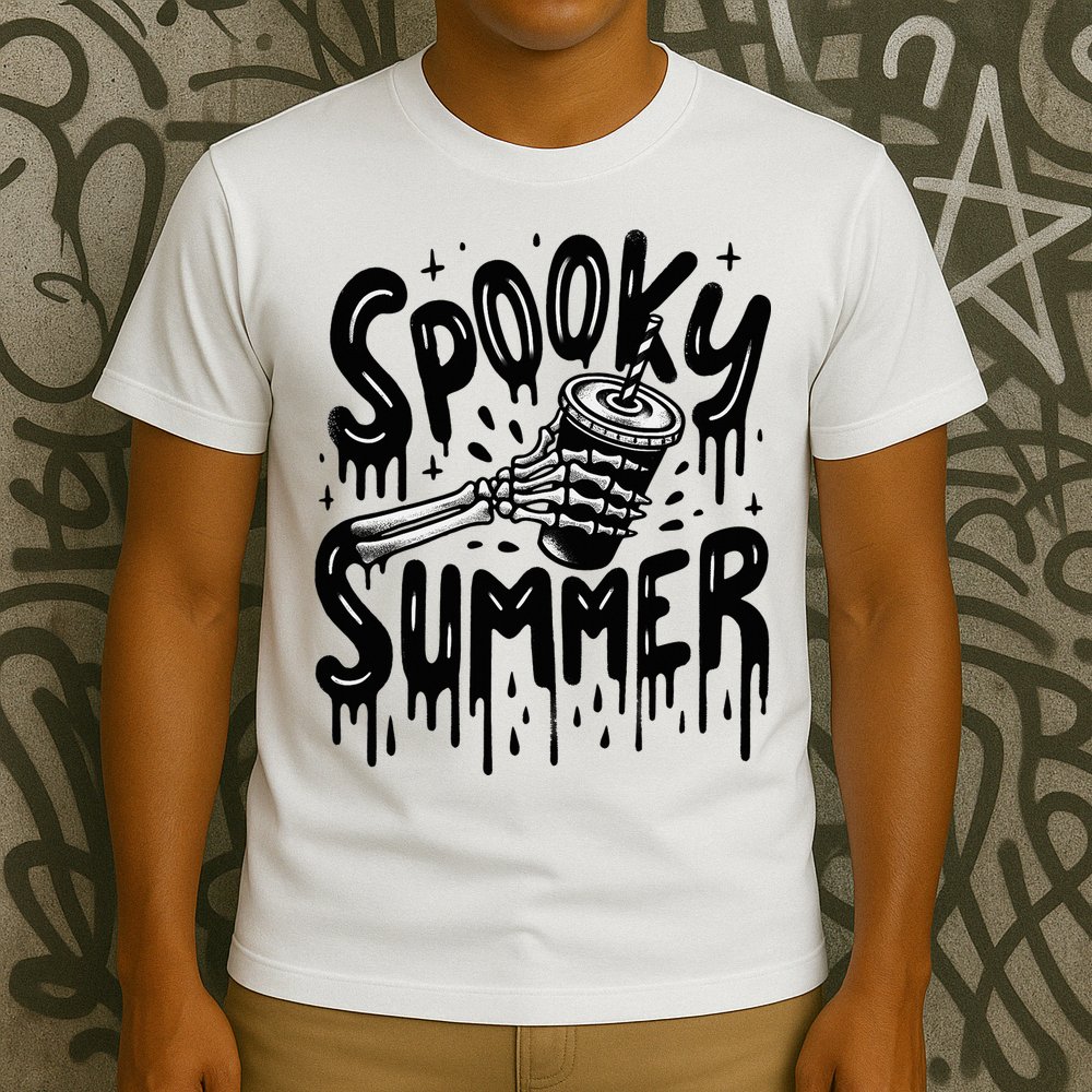 Summerween Spooky Summer Skeleton With Iced Coffee T-Shirt
