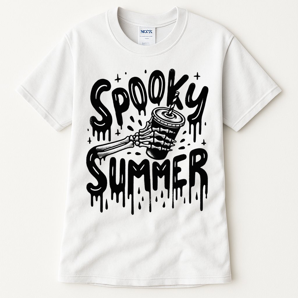 Summerween Spooky Summer Skeleton With Iced Coffee Tall T-Shirt