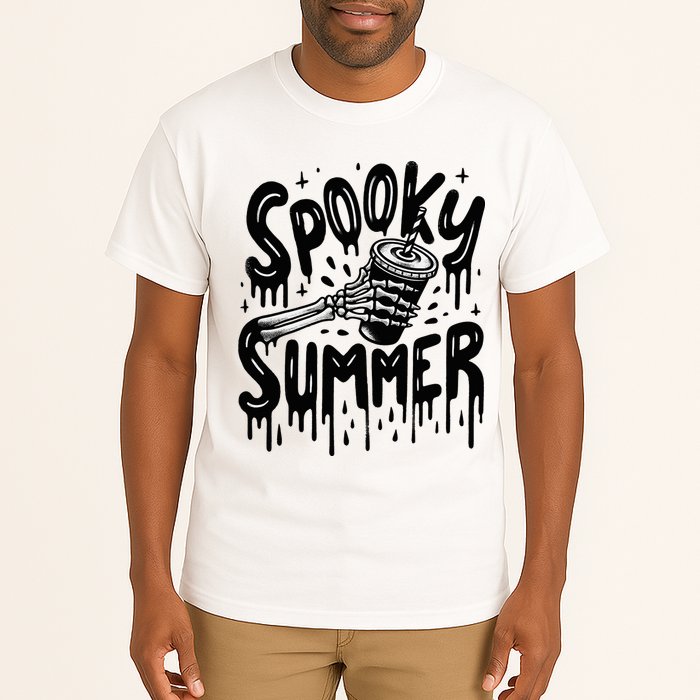 Summerween Spooky Summer Skeleton With Iced Coffee Tall T-Shirt