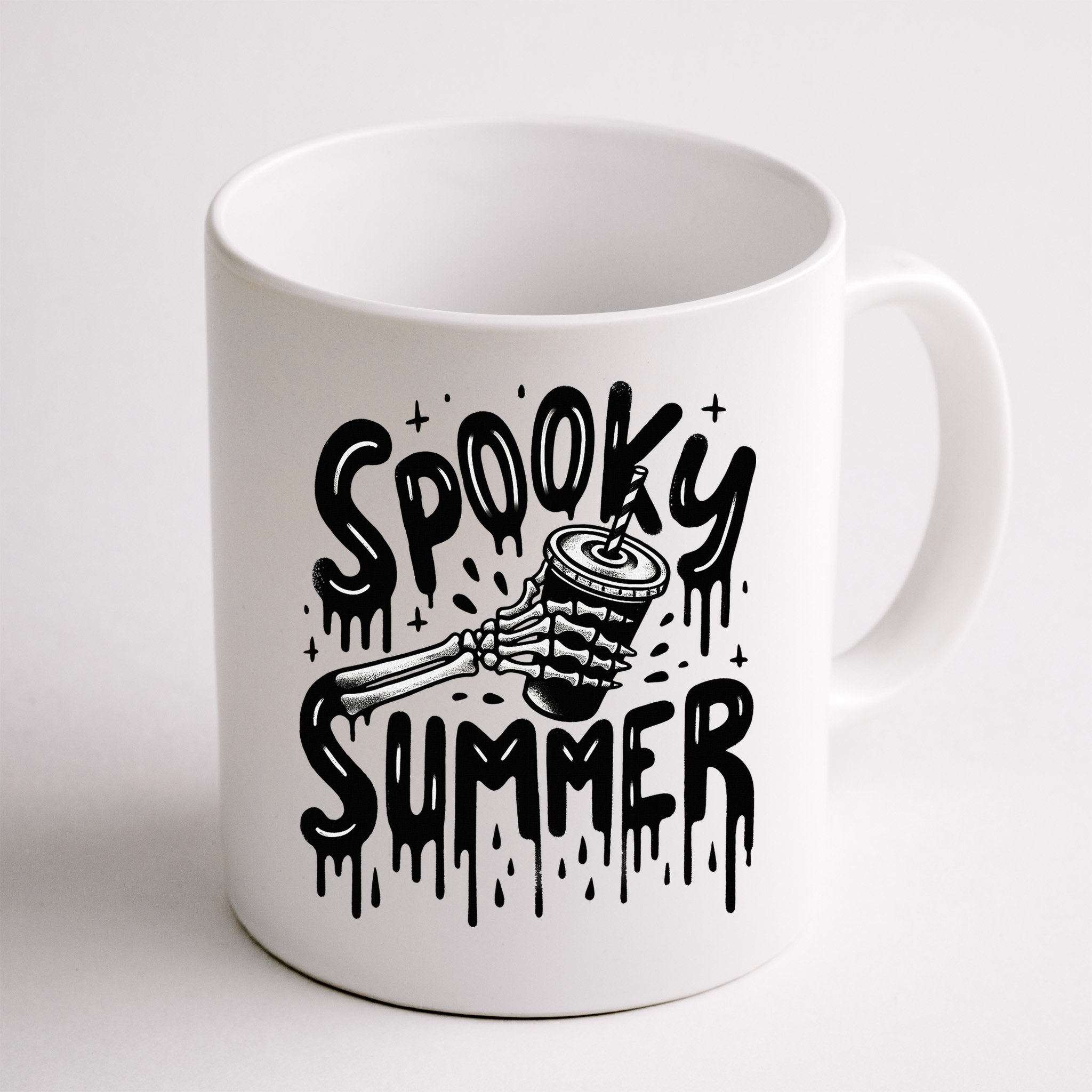 Summerween Spooky Summer Skeleton With Iced Coffee Mug