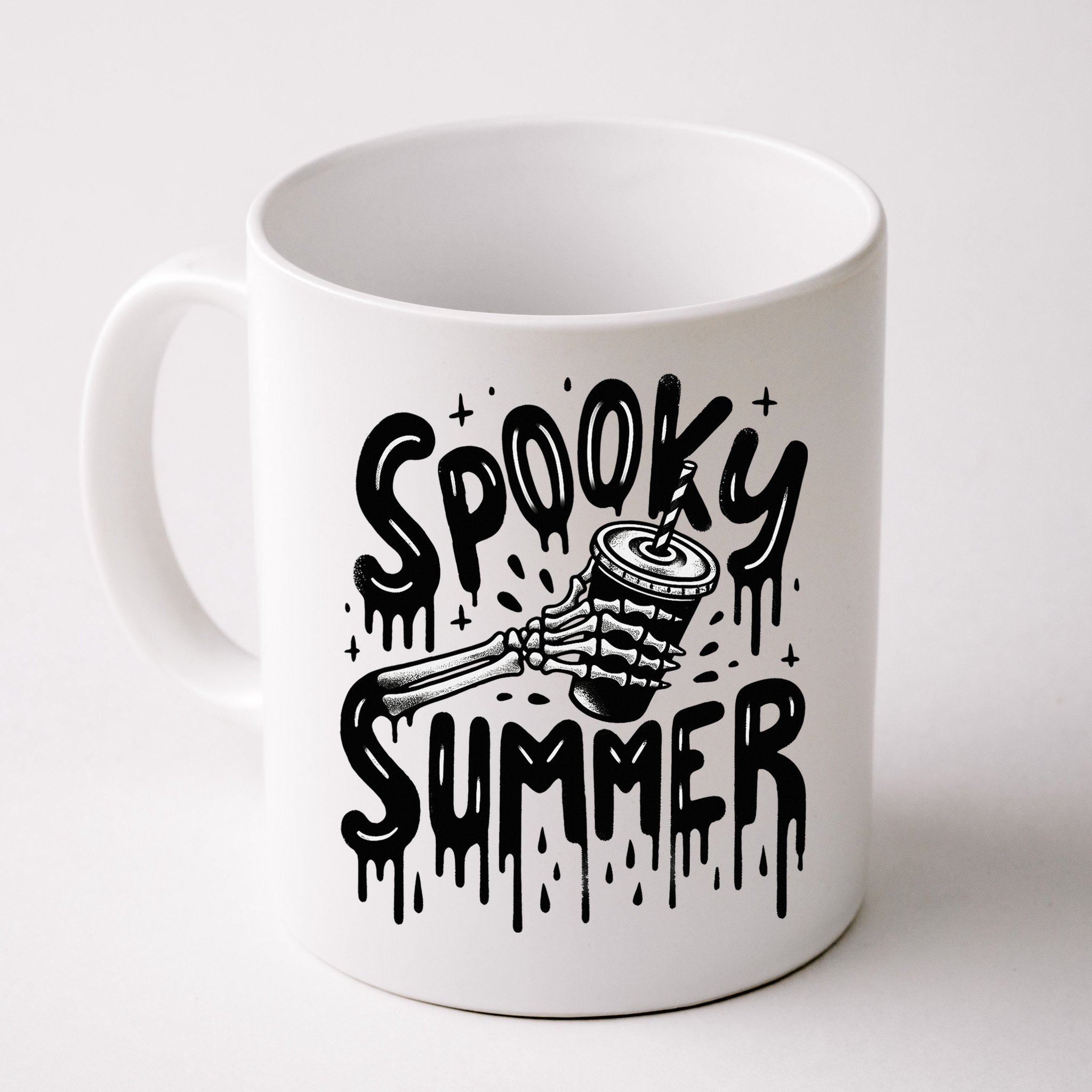 Summerween Spooky Summer Skeleton With Iced Coffee Mug