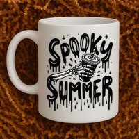 Summerween Spooky Summer Skeleton With Iced Coffee Mug