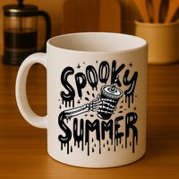 Summerween Spooky Summer Skeleton With Iced Coffee Mug