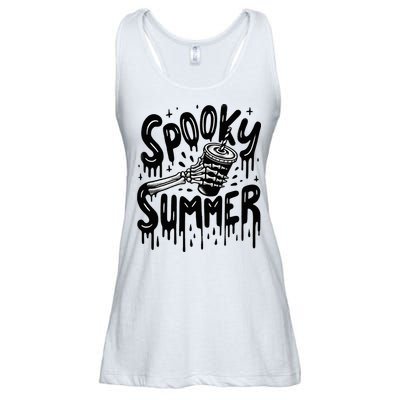 Summerween Spooky Summer Skeleton With Iced Coffee Ladies Essential Flowy Tank