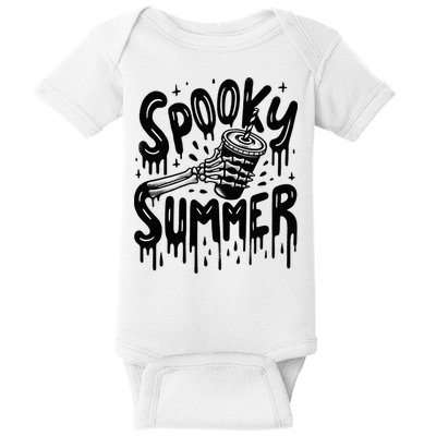 Summerween Spooky Summer Skeleton With Iced Coffee Baby Bodysuit