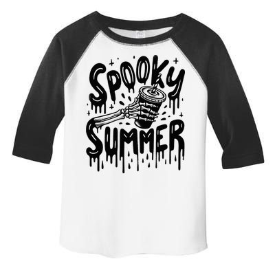 Summerween Spooky Summer Skeleton With Iced Coffee Toddler Fine Jersey T-Shirt
