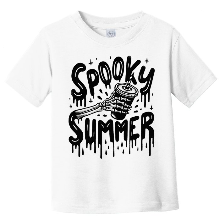 Summerween Spooky Summer Skeleton With Iced Coffee Toddler T-Shirt