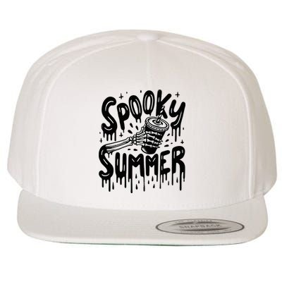 Summerween Spooky Summer Skeleton With Iced Coffee Wool Snapback Cap