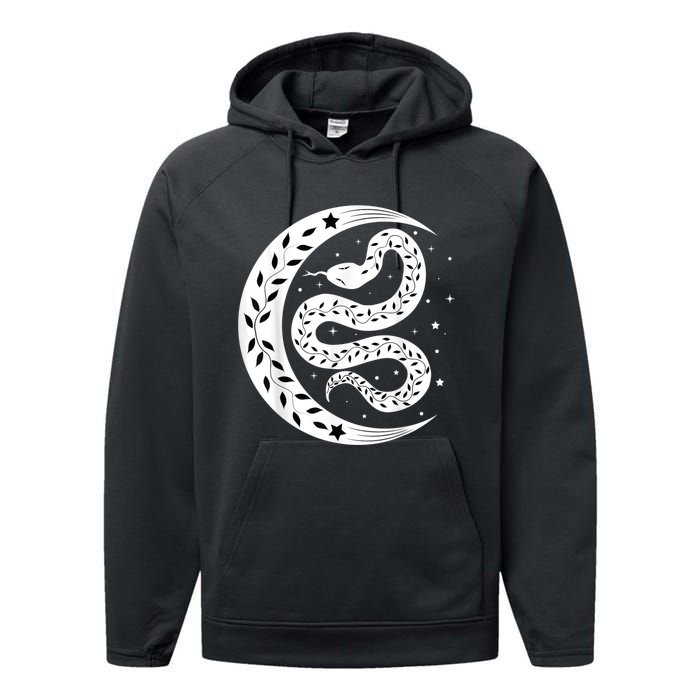 Snake Stars Sky Half Moon Herpetologist Reptile Lover Performance Fleece Hoodie