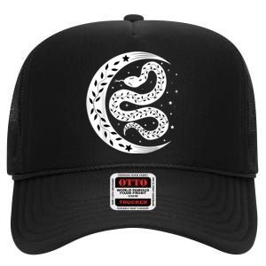 Snake Stars Sky Half Moon Herpetologist Reptile Lover High Crown Mesh Back Trucker Hat