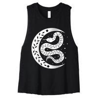 Snake Stars Sky Half Moon Herpetologist Reptile Lover Women's Racerback Cropped Tank