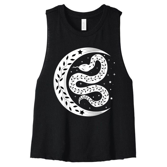 Snake Stars Sky Half Moon Herpetologist Reptile Lover Women's Racerback Cropped Tank