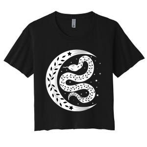 Snake Stars Sky Half Moon Herpetologist Reptile Lover Women's Crop Top Tee