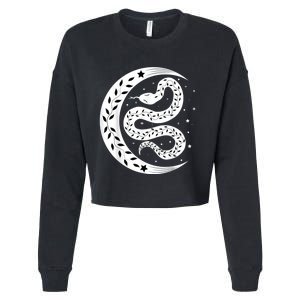 Snake Stars Sky Half Moon Herpetologist Reptile Lover Cropped Pullover Crew