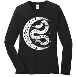 Snake Stars Sky Half Moon Herpetologist Reptile Lover Ladies Long Sleeve Shirt