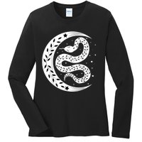 Snake Stars Sky Half Moon Herpetologist Reptile Lover Ladies Long Sleeve Shirt