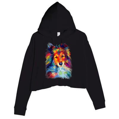 Sheltie Shetland Sheepdog For A Sheltie Mom Crop Fleece Hoodie