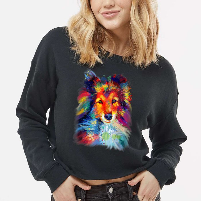 Sheltie Shetland Sheepdog For A Sheltie Mom Cropped Pullover Crew