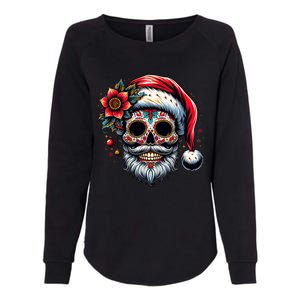 Santa Sugar Skull Mexican Calavera Christmas Womens California Wash Sweatshirt