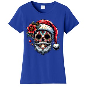 Santa Sugar Skull Mexican Calavera Christmas Women's T-Shirt