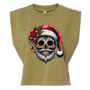 Santa Sugar Skull Mexican Calavera Christmas Garment-Dyed Women's Muscle Tee