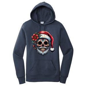 Santa Sugar Skull Mexican Calavera Christmas Women's Pullover Hoodie