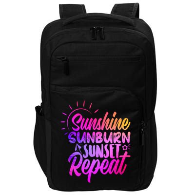 Sunrise Sunburn Sunset Repeat Sunshine Summer Beach Vibes Gift Impact Tech Backpack