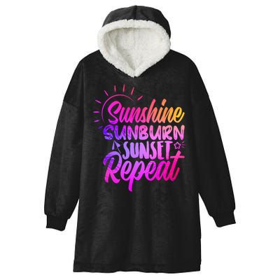 Sunrise Sunburn Sunset Repeat Sunshine Summer Beach Vibes Gift Hooded Wearable Blanket