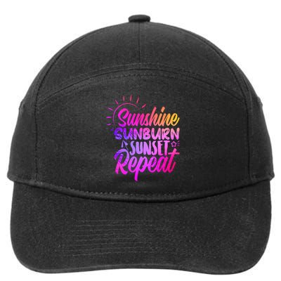Sunrise Sunburn Sunset Repeat Sunshine Summer Beach Vibes Gift 7-Panel Snapback Hat