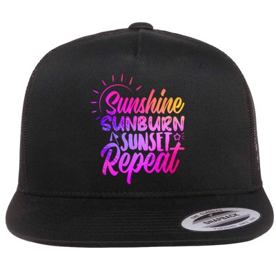 Sunrise Sunburn Sunset Repeat Sunshine Summer Beach Vibes Gift Flatbill Hat