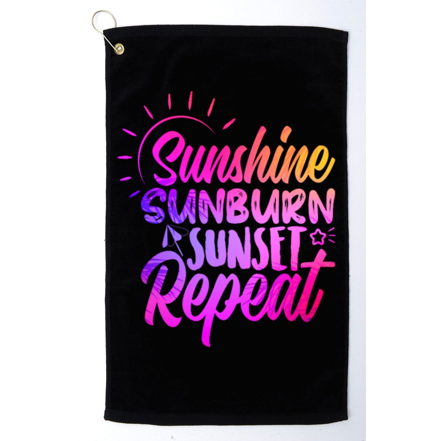 Sunrise Sunburn Sunset Repeat Sunshine Summer Beach Vibes Gift Golf Towel