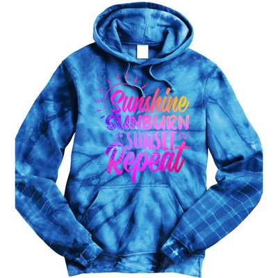 Sunrise Sunburn Sunset Repeat Sunshine Summer Beach Vibes Gift Tie Dye Hoodie