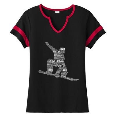 Snowboard Snowboarder Snowboarding Ladies Halftime Notch Neck Tee