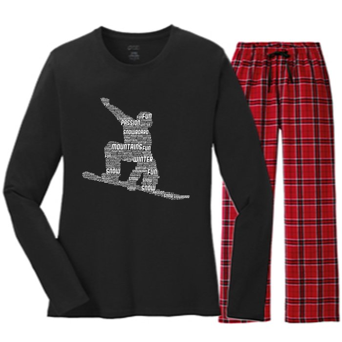 Snowboard Snowboarder Snowboarding Women's Long Sleeve Flannel Pajama Set 