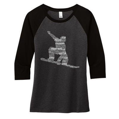 Snowboard Snowboarder Snowboarding Women's Tri-Blend 3/4-Sleeve Raglan Shirt