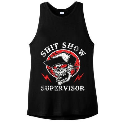 Shit Show Supervisor Skull Ladies PosiCharge Tri-Blend Wicking Tank
